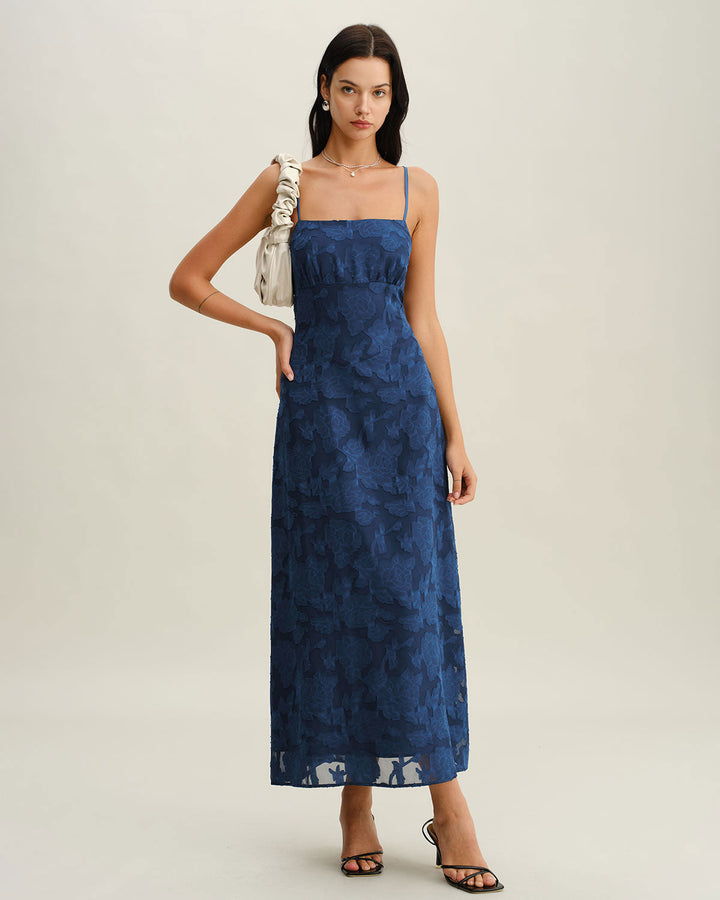 ELARA – JACQUARD SLIP BACKLESS MAXI DRESS