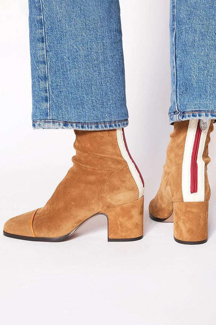 SUEDE ZIP-UP ANKLE BOOTS