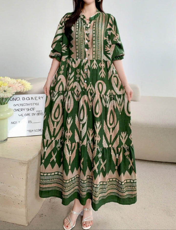 CRESSIDA – FLOWY DRESS WITH STATEMENT LANTERN SLEEVES