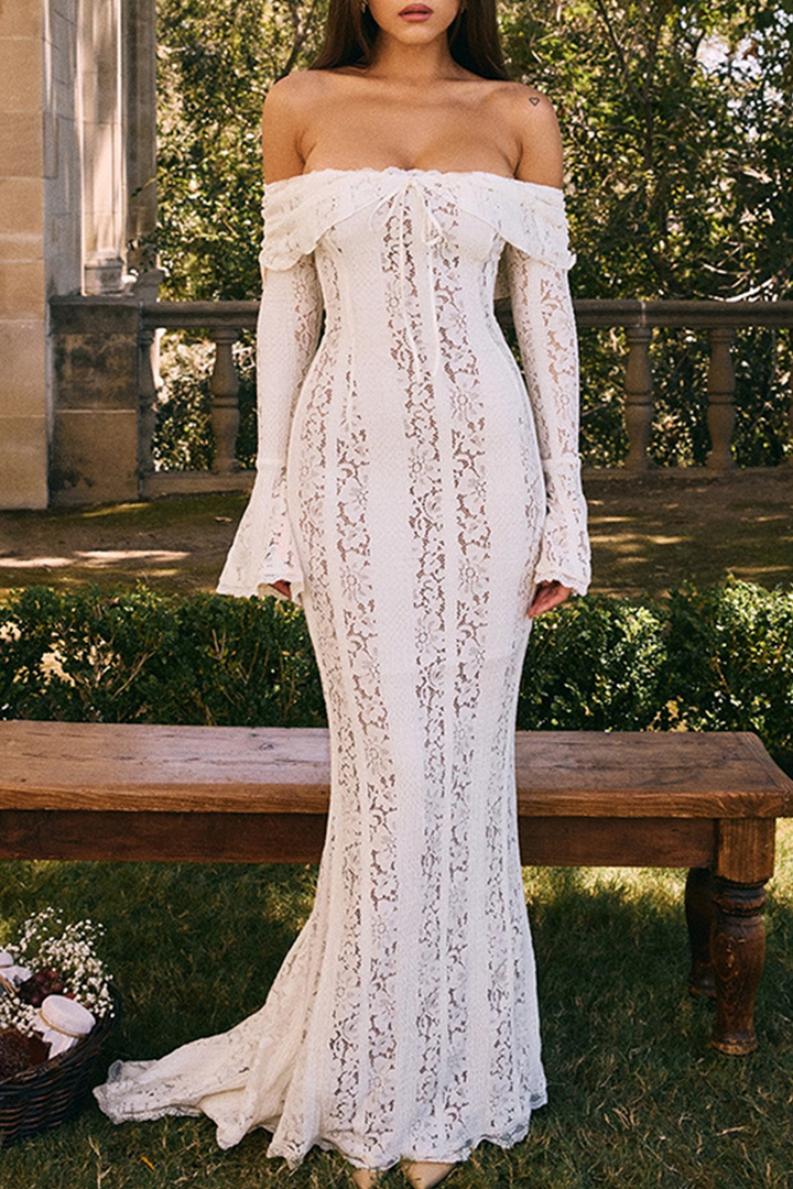 SAPHIRA – SEXY LACE HOLLOW OUT OFF-SHOULDER DRESS