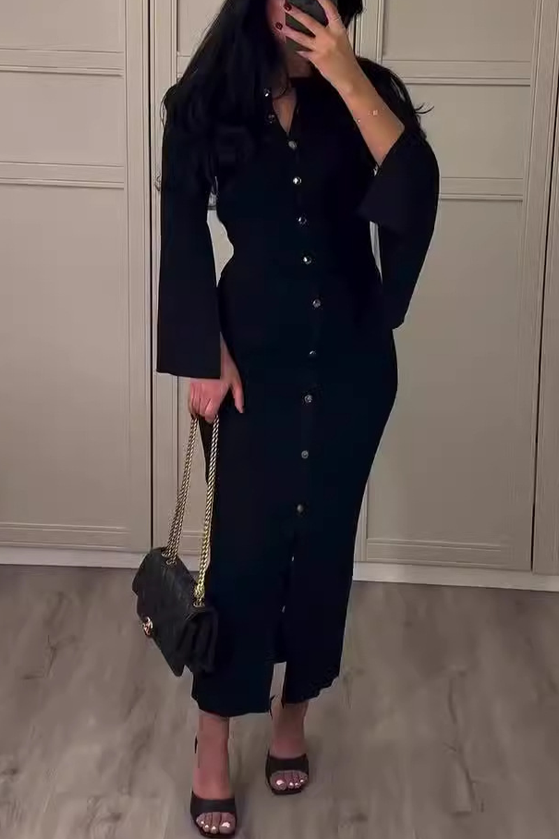 SEREN – DAILY ELEGANT BUCKLE O-NECK LONG SLEEVE TWO-PIECE SET