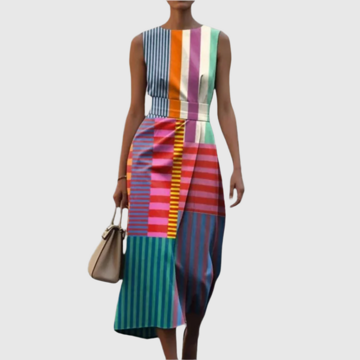 Celine – Elegant Geometric Draped Dress