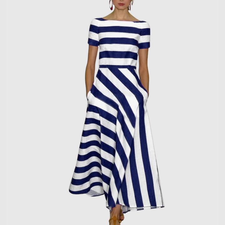 Madeline - Vonda Striped Off-Shoulder Maxi Dress