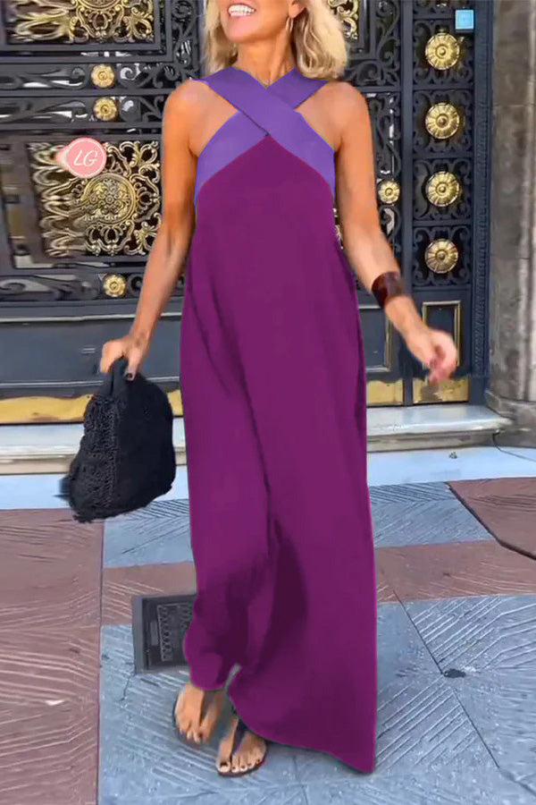 CARYS – WOMEN'S CROSS BACKLESS SLEEVELESS DRESS