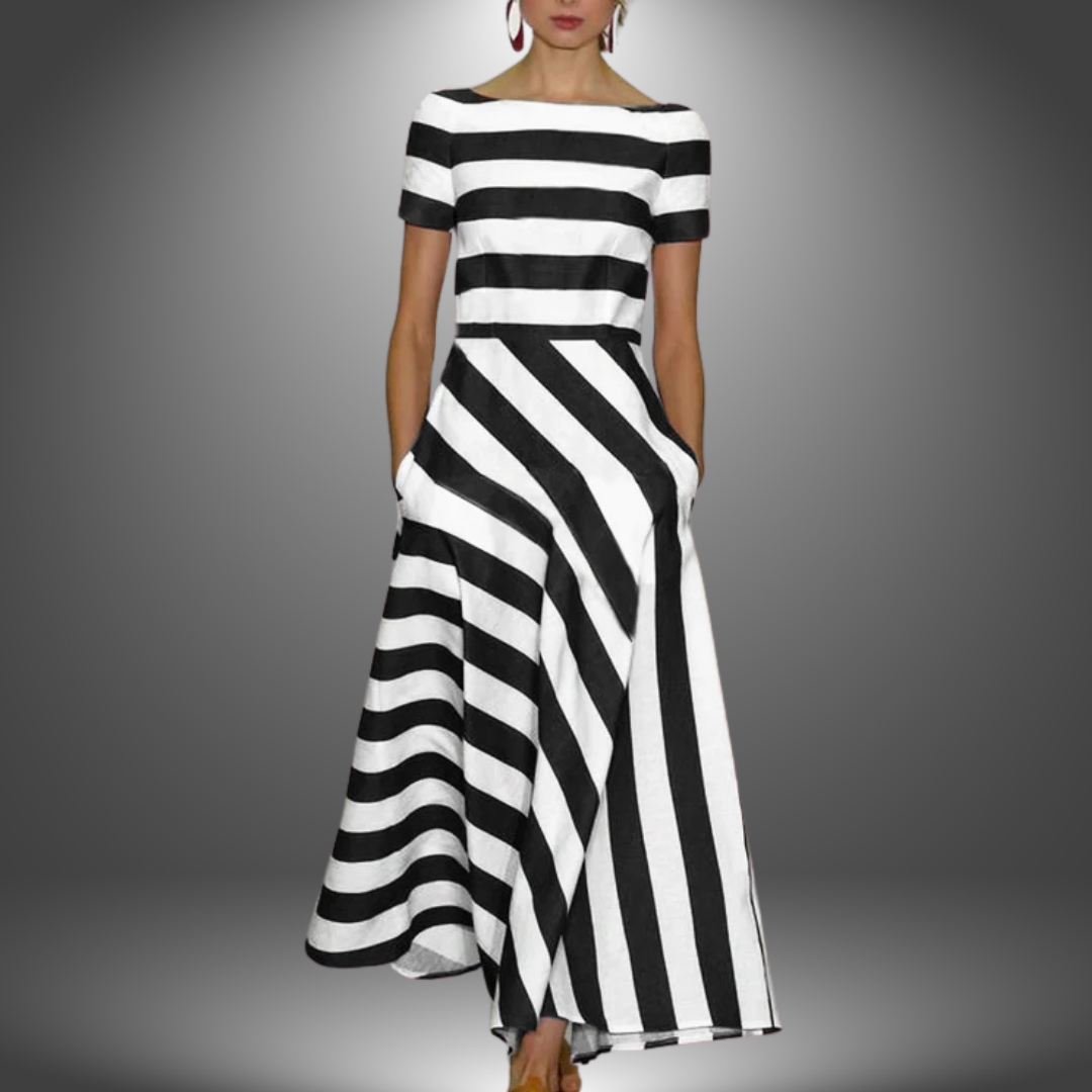 Natalia - Long Stripe Dress, Handmade