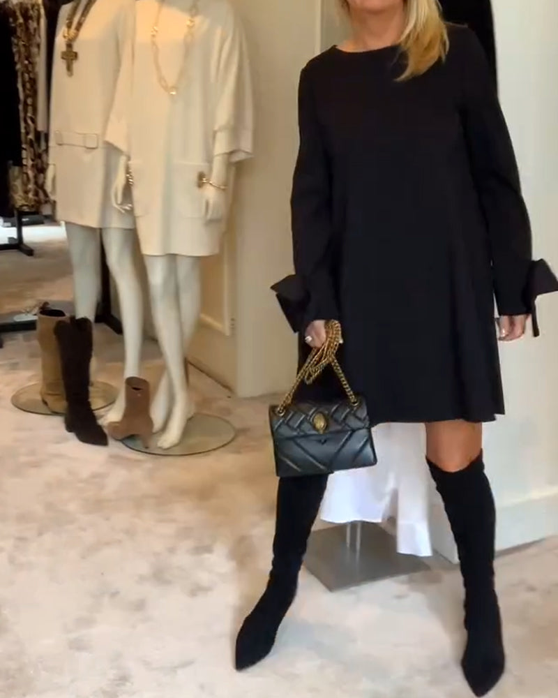 LYSANTRA – ELEGANT DRESS ROUND NECK SLEEVE BOW