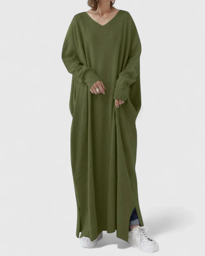 ORYNELLETH – COMFORTABLE V-NECK DRESS