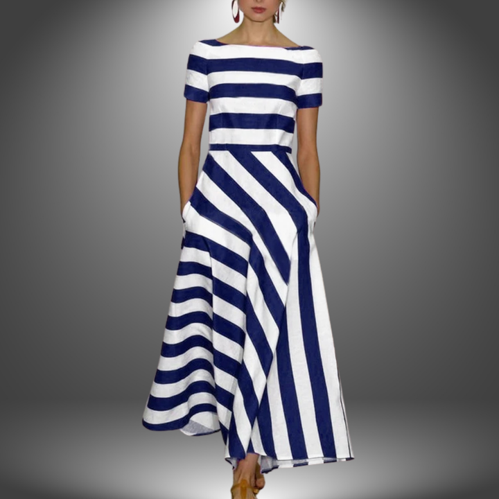 Natalia - Long Stripe Dress, Handmade