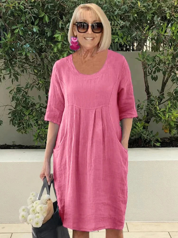 ELYSSIA – CASUAL COTTON POCKET TUNIC DRESS