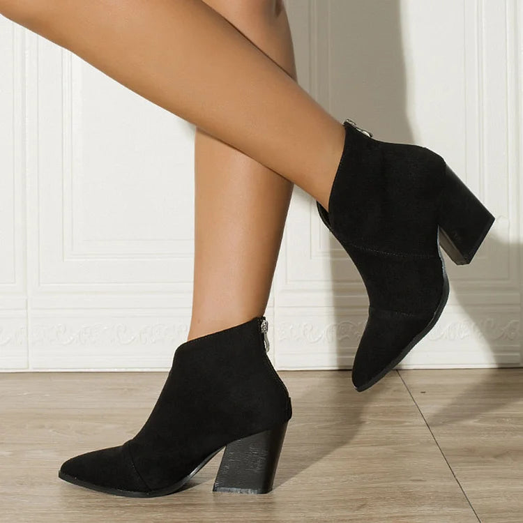 POINTED ANKLE BOOT WITH SUEDE EFFECT