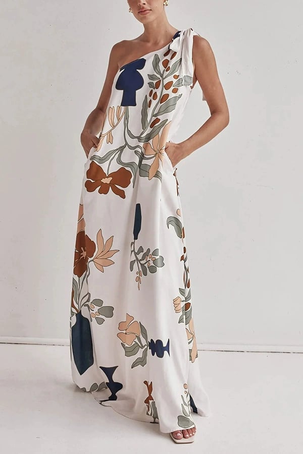 MILLIE – PRINTED ONE-SHOULDER MAXI DRESS