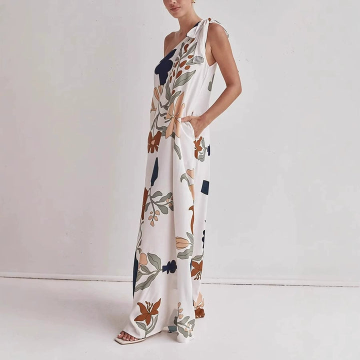 MILLIE – PRINTED ONE-SHOULDER MAXI DRESS