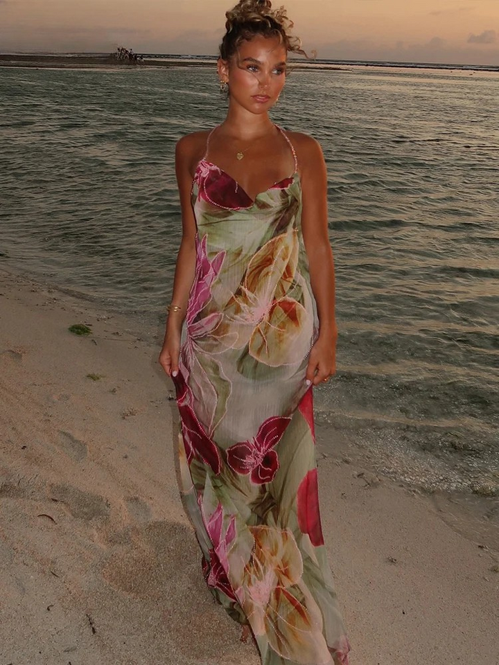 Isla - Backless Chiffon Maxi Dress