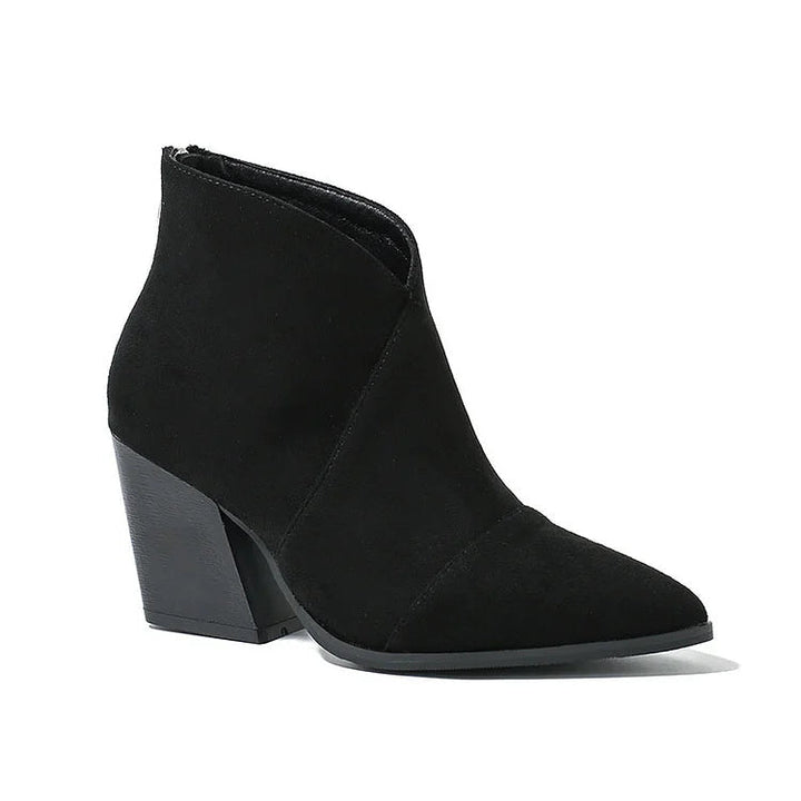 POINTED ANKLE BOOT WITH SUEDE EFFECT