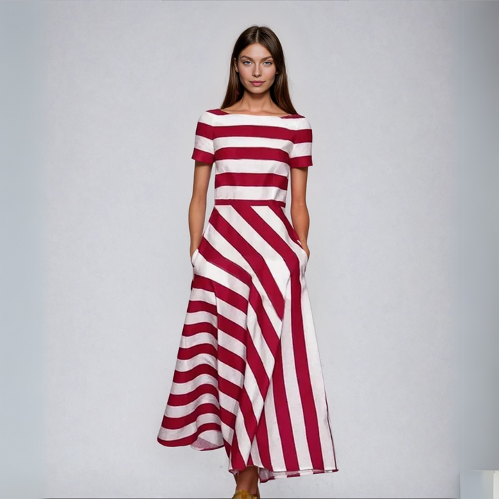 Natalia - Long Stripe Dress, Handmade