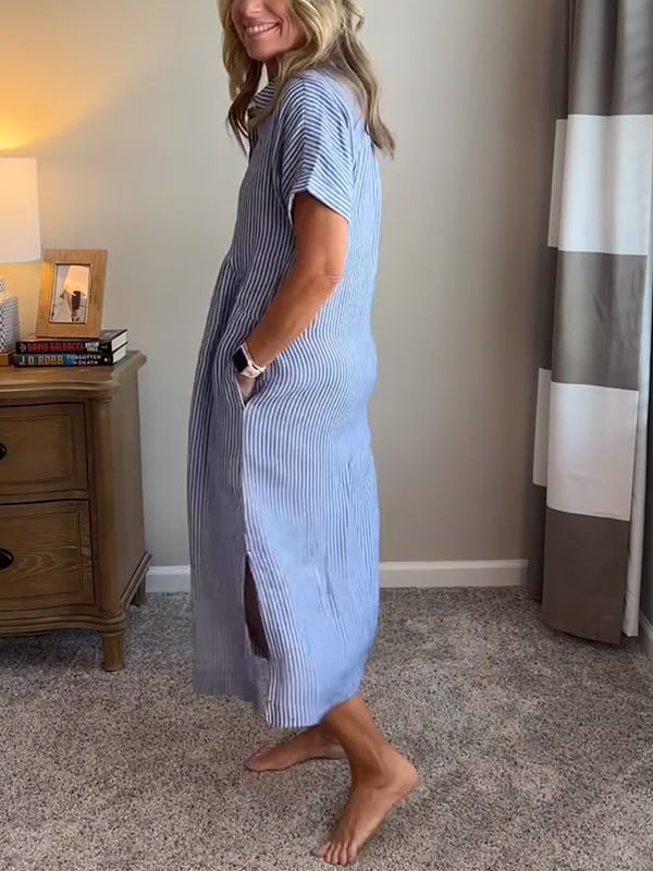 THALESSIA – STRIPED SHIRT DRESS