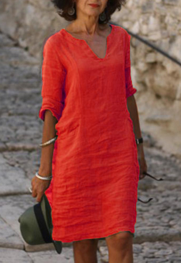 Elvy - Sleek V-Neck Dress