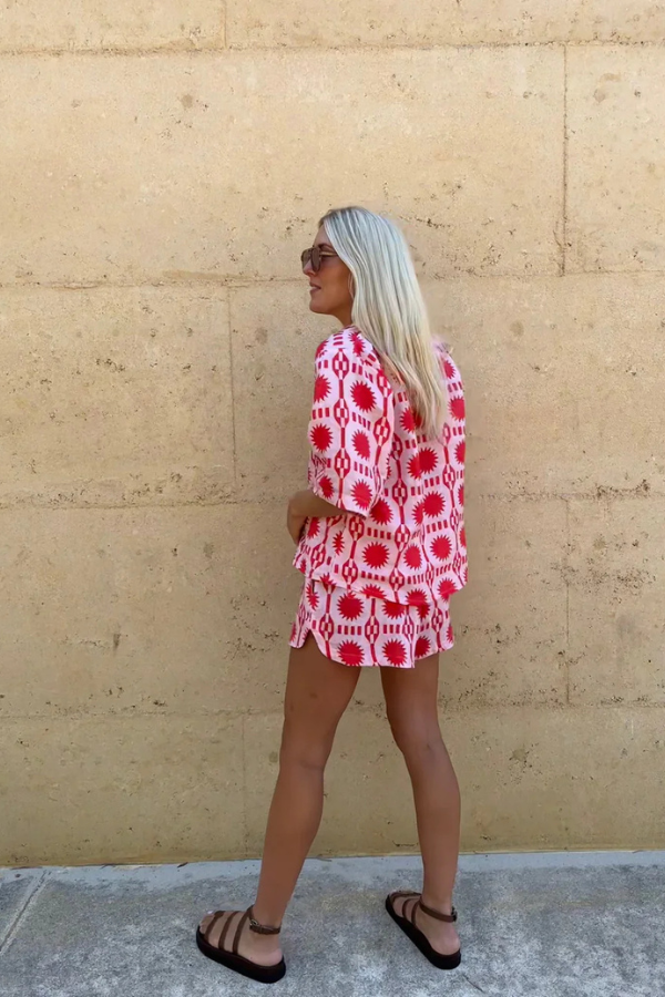 MARISSE – BEACH STYLE PRINTED SHIRT AND SHORT SET