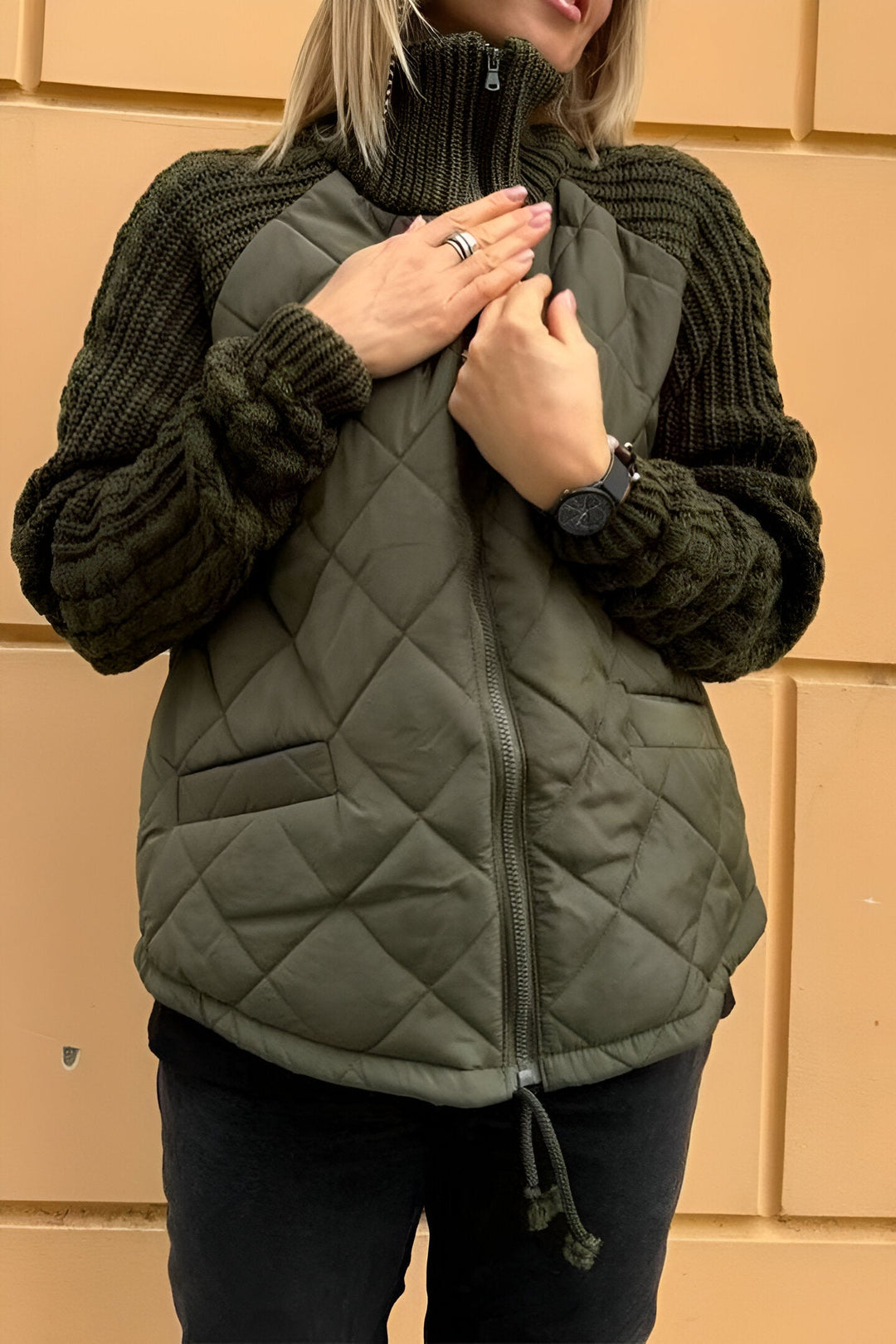 SYLVIORAEN – PATCHWORK KNIT ZIP JACKET