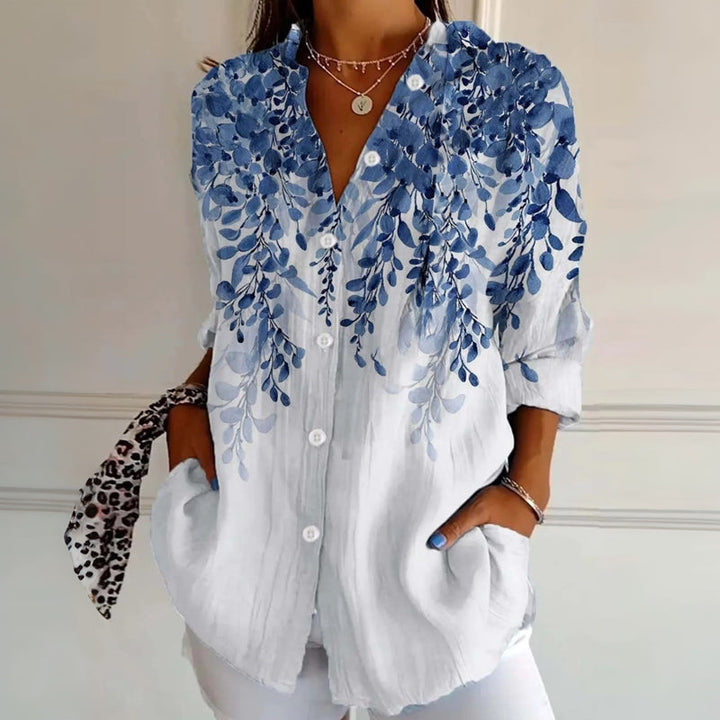 EMBRIE – VINTAGE FLORAL LEAF PRINT BLOUSE