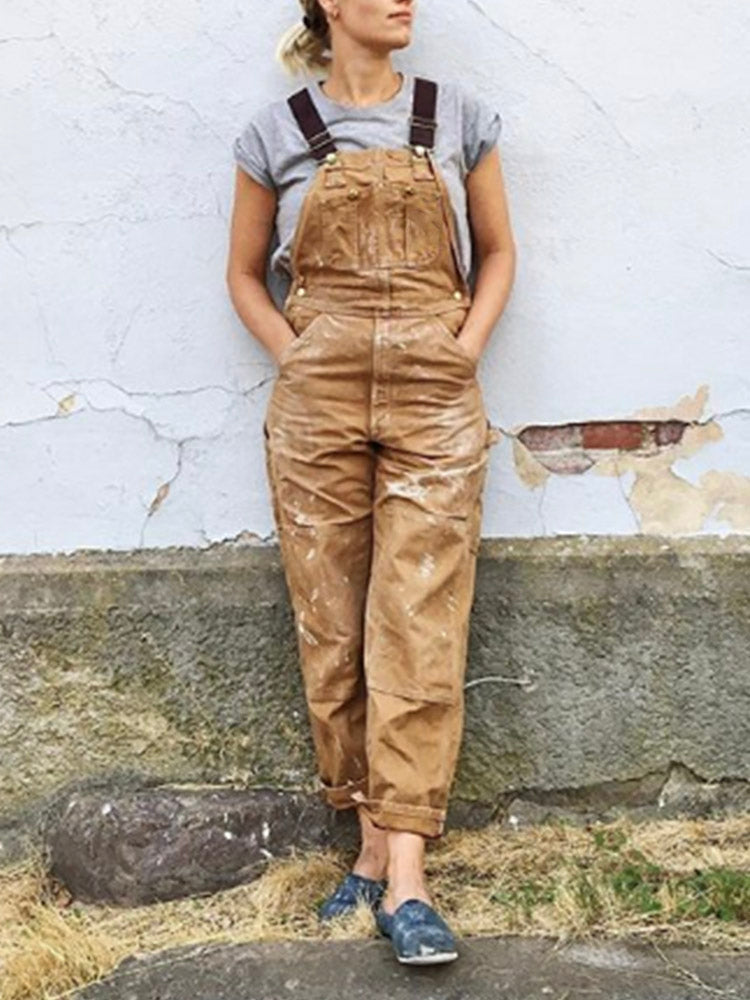 Women's Canvas Dungarees – Relaxed Fit & Workwear-Inspired Style
