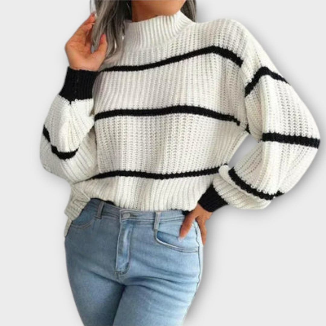 Harper - Turtleneck Sweater with Stripes