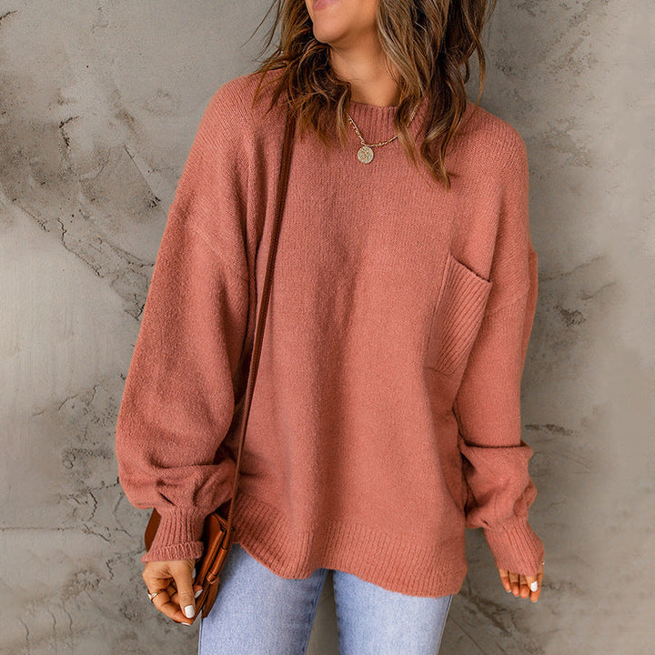 Crew Neck Long Sleeve Loose Sweater