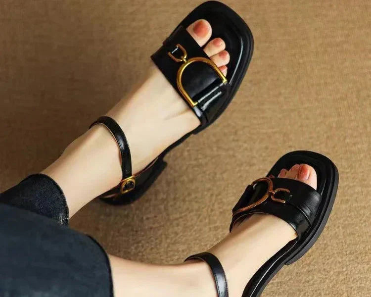 Amara - Buckled Flat Sandals