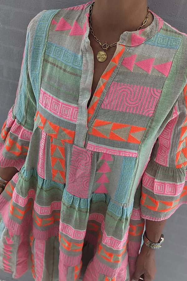 MAVIS – CHIC V-NECK COTTON HEMP SUMMER DRESS