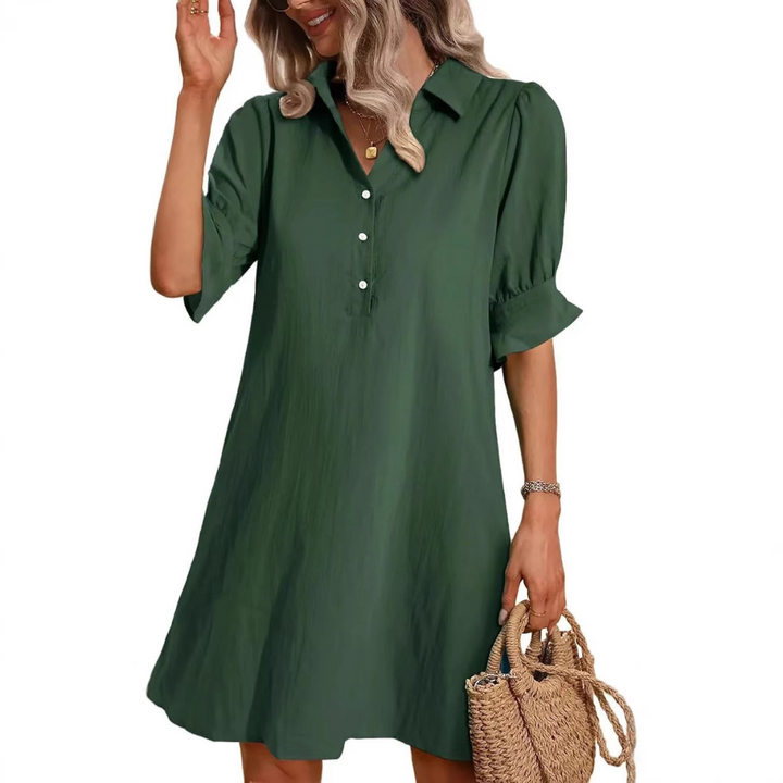 Franchesca - Casual Button Down Shirt Dress