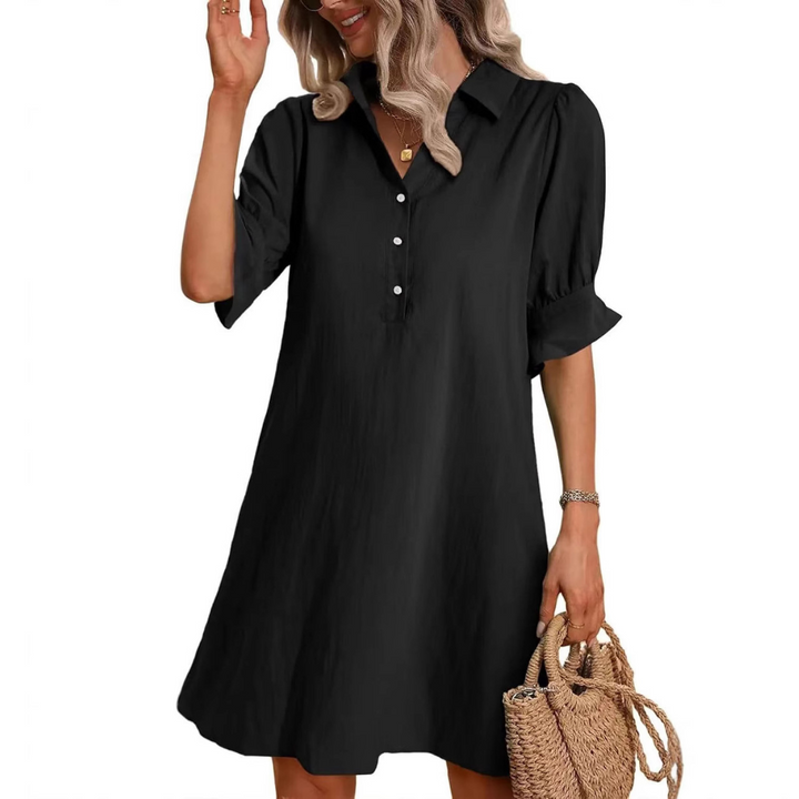 Franchesca - Casual Button Down Shirt Dress