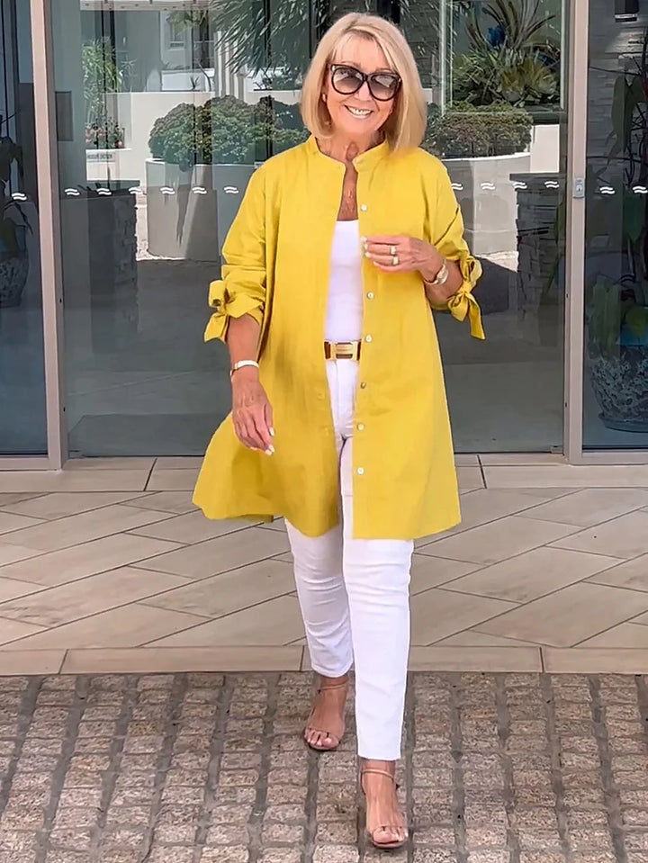 ELLARIA – GATHERED BACK COTTON SHIRT JACKET