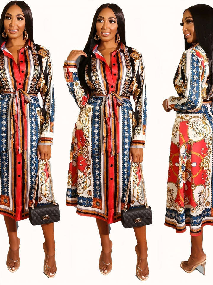 CRESSIDA – MID-CALF LONG SLEEVE SHIRT DRESS