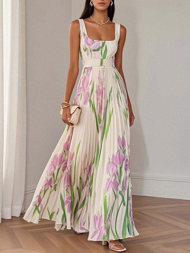 Mary - Elegant Pleated Maxi Dress