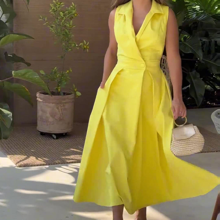 Amancia - Midi Dress with V-Neck