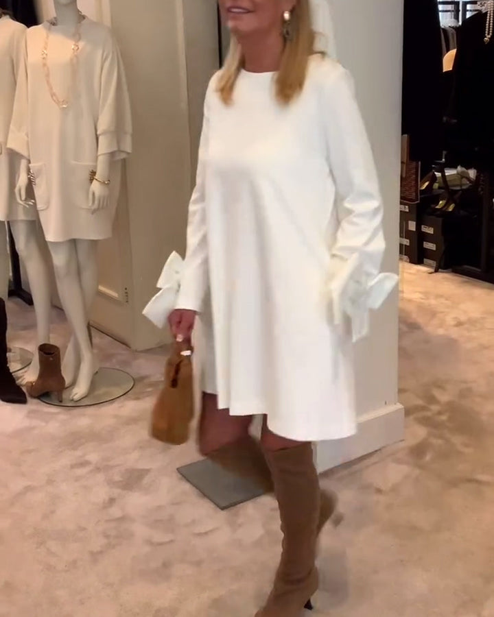 LYSANTRA – ELEGANT DRESS ROUND NECK SLEEVE BOW