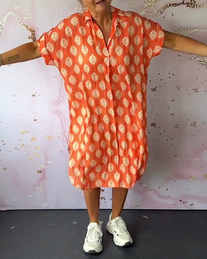 ELEANORA – LOOSE LAPEL PRINTED SHIRT DRESS