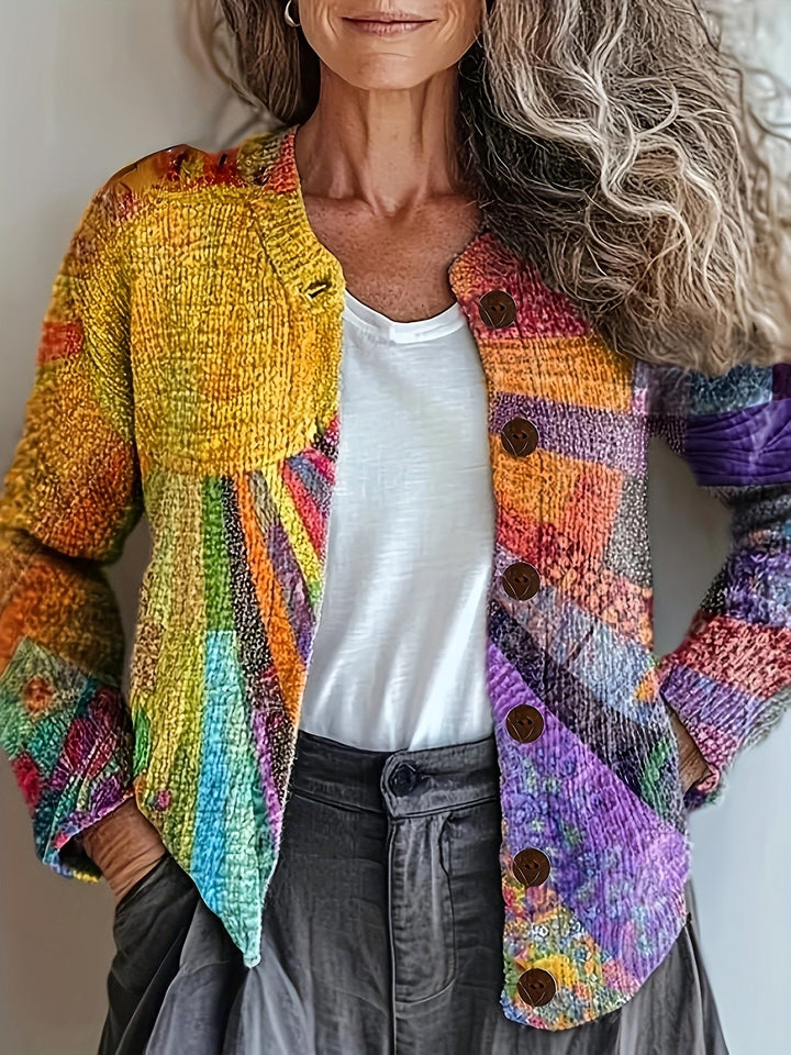 AZRIYANA – VIBRANT RAINBOW FLORAL CARDIGAN