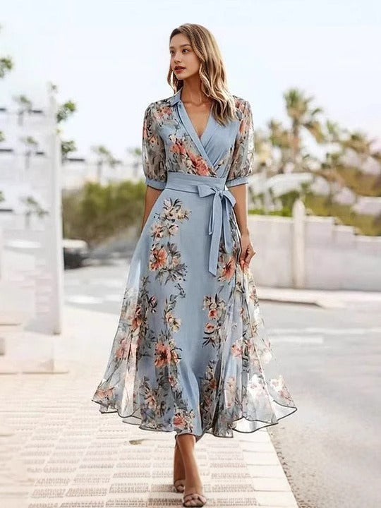 ORIELA – ELEGANT V-NECK DRESS