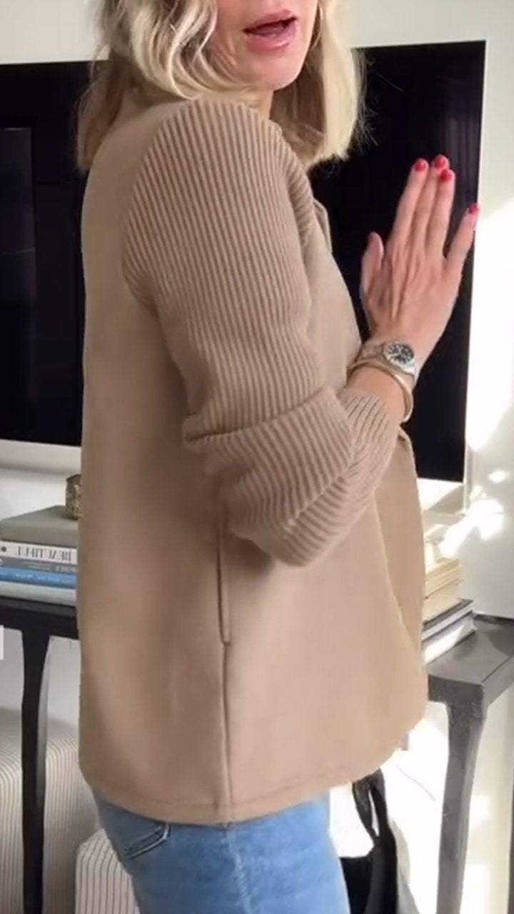 Freya - Elegant Knit-Sleeve Blazer