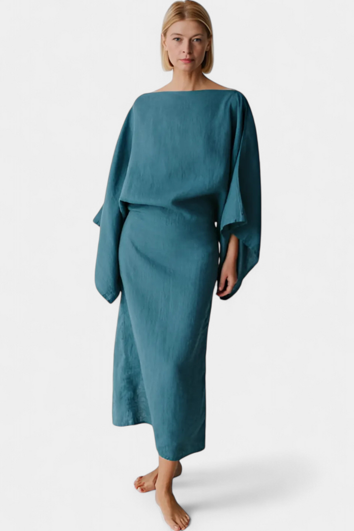 NOELLE – STYLISH LINEN & COTTON KIMONO DRESS