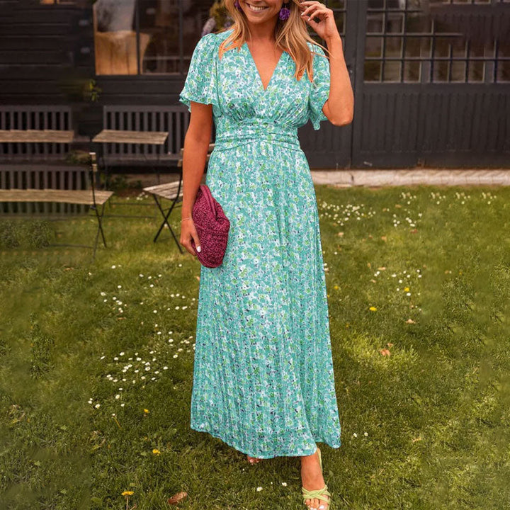 VENARAE – REFINED V-NECK ELEGANCE DRESS